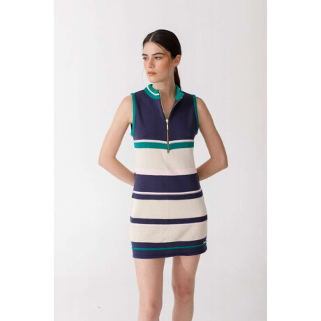 Vestido Zip Knit Azul Y Verde