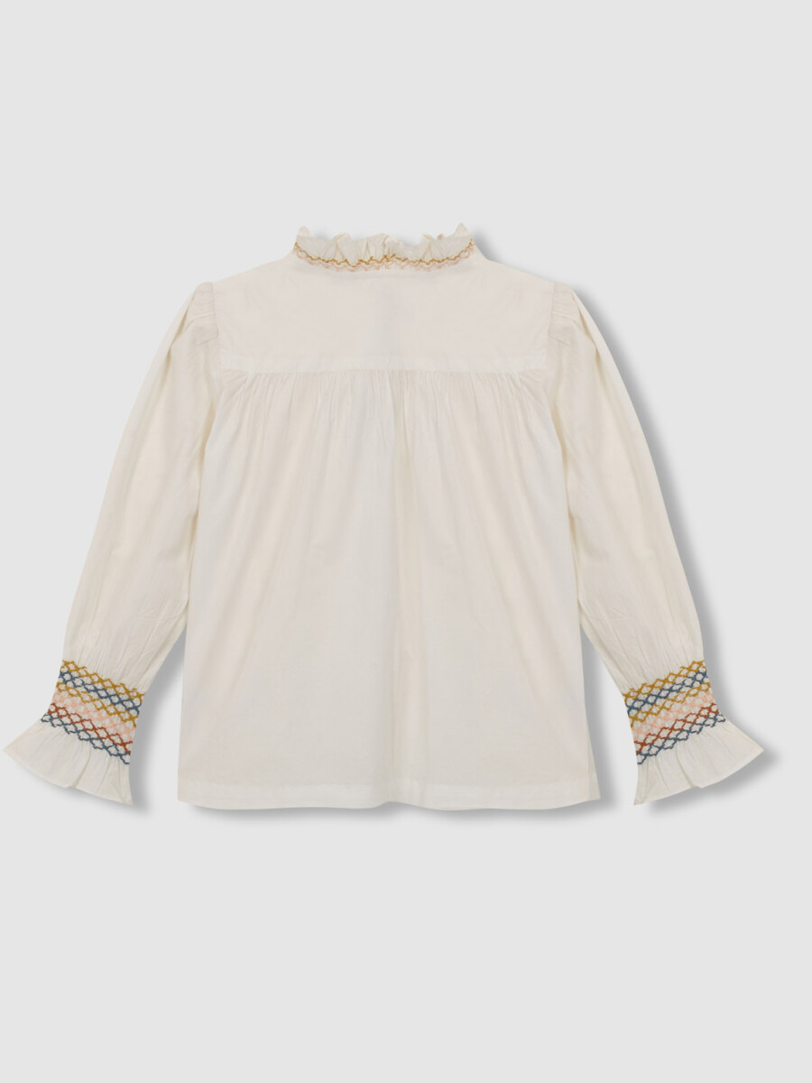 Blusa Con Smock Crudo