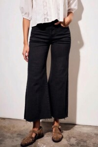 Jean Flared Wide Leg Negro