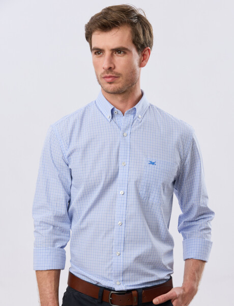 CAMISA CUADROS Celeste