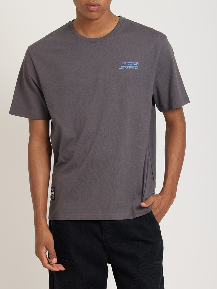 T-SHIRT M/C CROUD DIXIE - Gris Oscuro 
