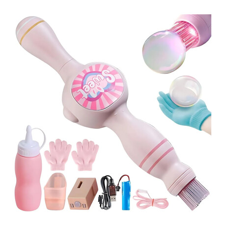 Máquina de burbujas infantil con accesorios recargable Rosado
