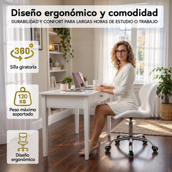Silla Oficina Imback Escritorio Ergonomica Cuero Sintético IMBACK Color Blanco Silla Oficina Imback Escritorio Ergonomica Cuero Sintético IMBACK Color Blanco