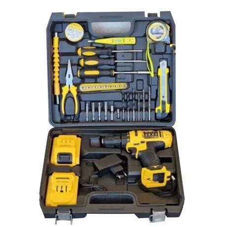 Caja Herramientas Taladro Inalámbrico Completo Amarillo
