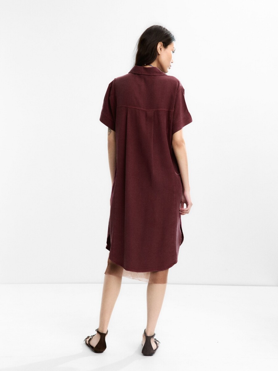Vestido Camisero 100% Lyocell burdeos