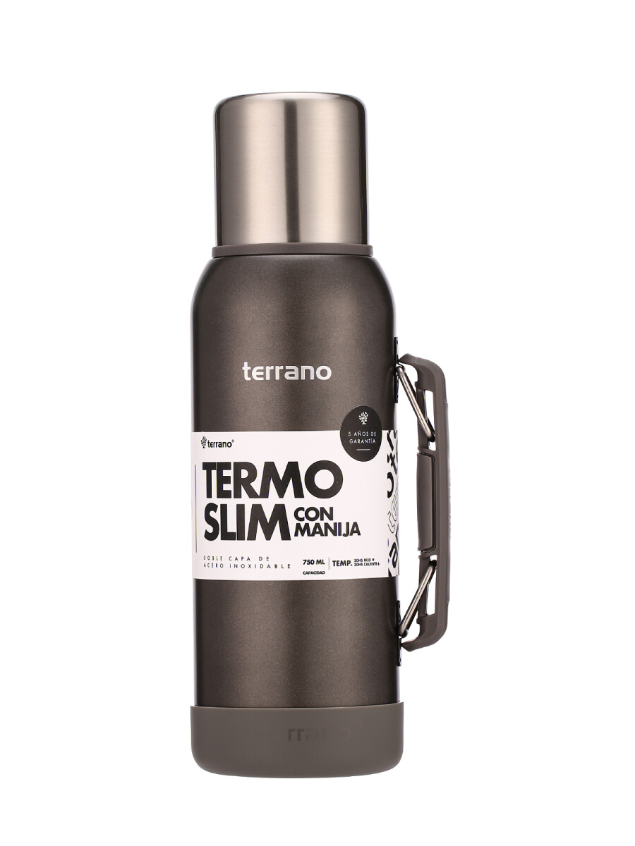 Termo Slim 750mL. con Base Silicona - Gris Metalizado 