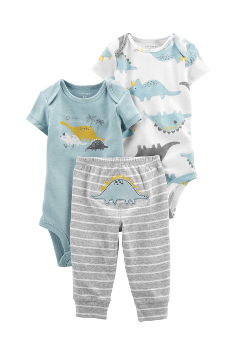 Set tres piezas de algodón, pantalón y bodies, diseño dinosaurios Sin color