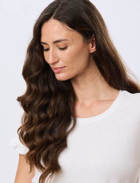 REMERA DE ALGODÓN CON VOLADO Blanco