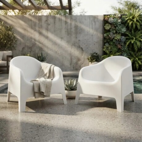 Set de 2 Silla Plastico Skarpo Jardin Liso Blanco