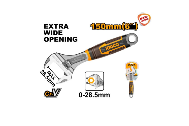 LLAVE FRANCESA AJUSTABLE MANGO GOMA 6" ABRE 24MM LLAVE FRANCESA AJUSTABLE MANGO GOMA 6" ABRE 24MM
