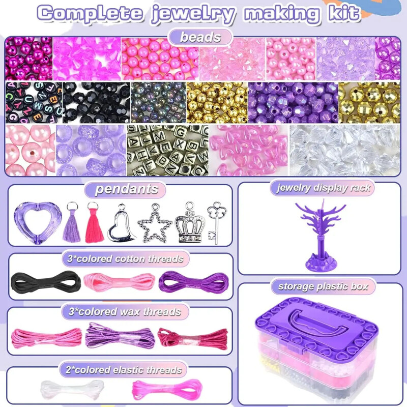 Set Para Armar Pulseras Infantil Jewerly Studio 1200 Piezas Con Estuche Set Para Armar Pulseras Infantil Jewerly Studio 1200 Piezas Con Estuche