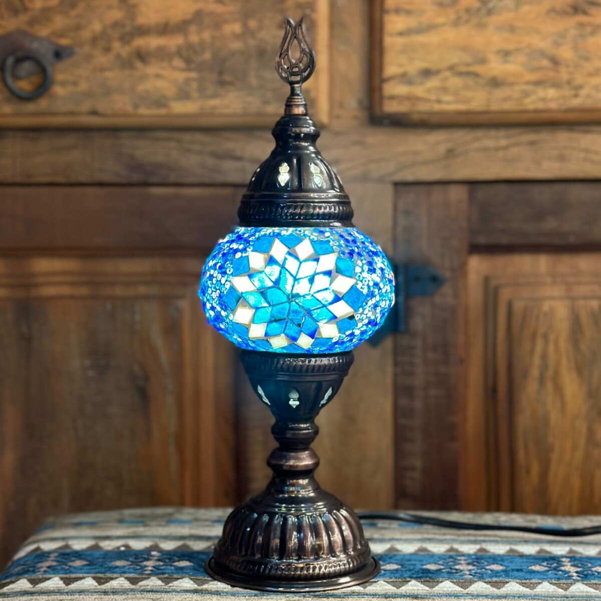 Lámpara vitraux de mesa TM10 - Azul 