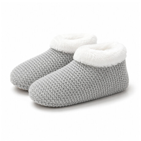 Pantuflas tejidas con corderito Gris