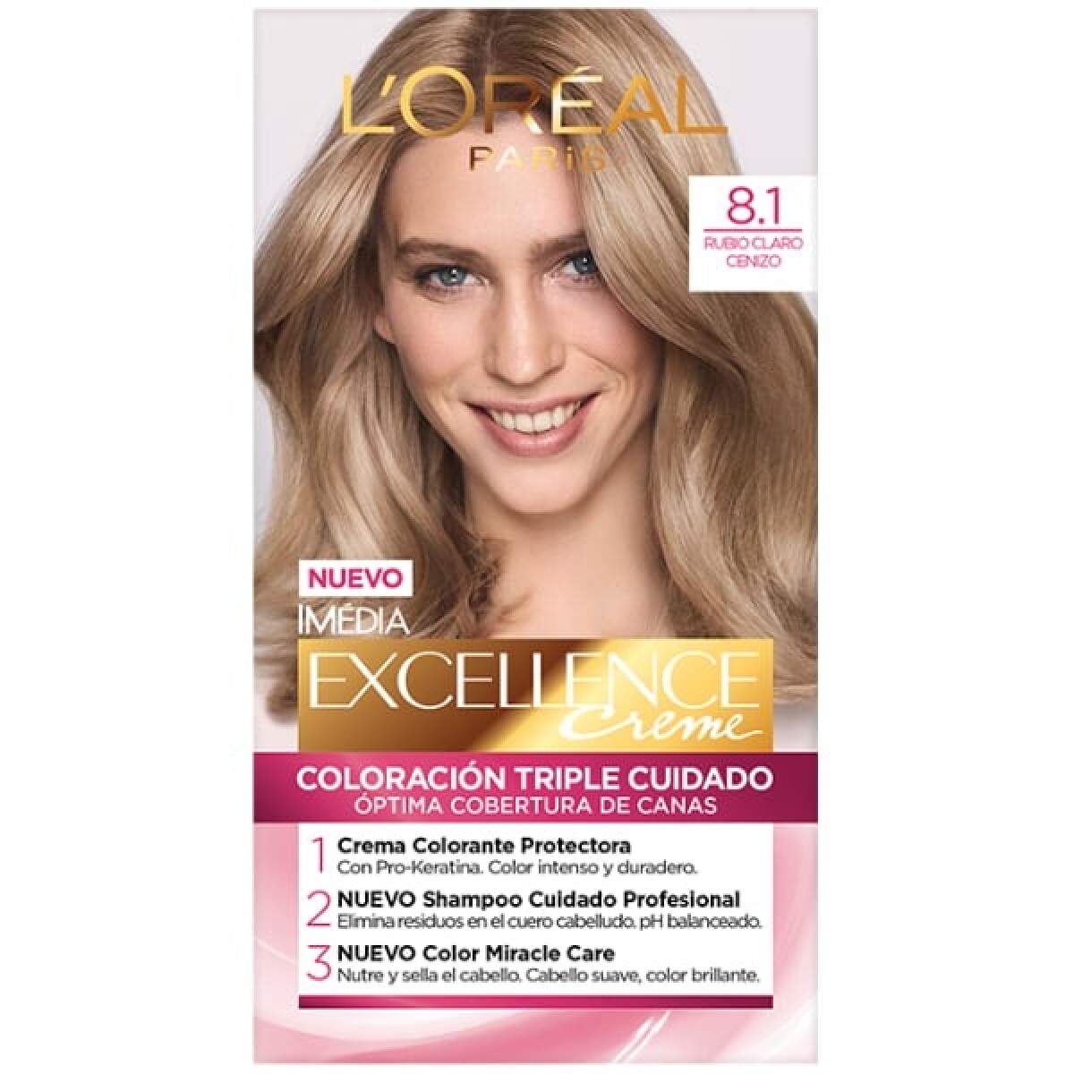 Tinta L'oréal Paris Excellence Creme N°8.1 Rubio Claro Ceniza 