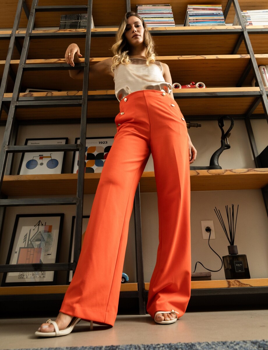 Pantalon Recto Botones - Anaranjado 