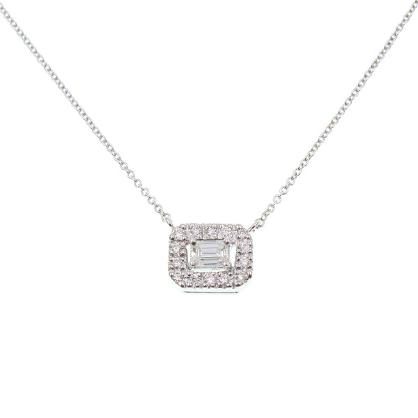Colgante Fernanda H. en oro blanco 18k con brillantes, incluye cadena. Colgante Fernanda H. en oro blanco 18k con brillantes, incluye cadena.