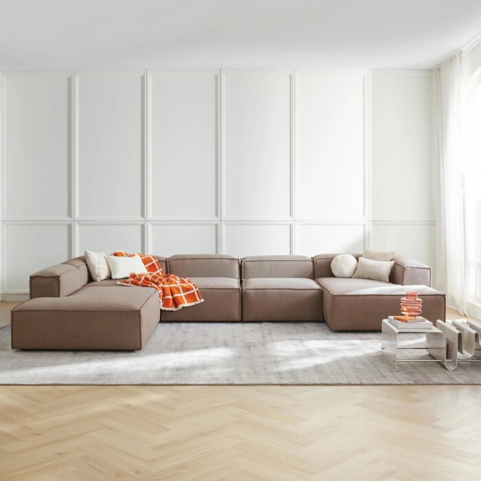 Sillón Nicole Chaise Lounge + Esquinero + Respaldo X2+ Chaise Lounge Simple Gris