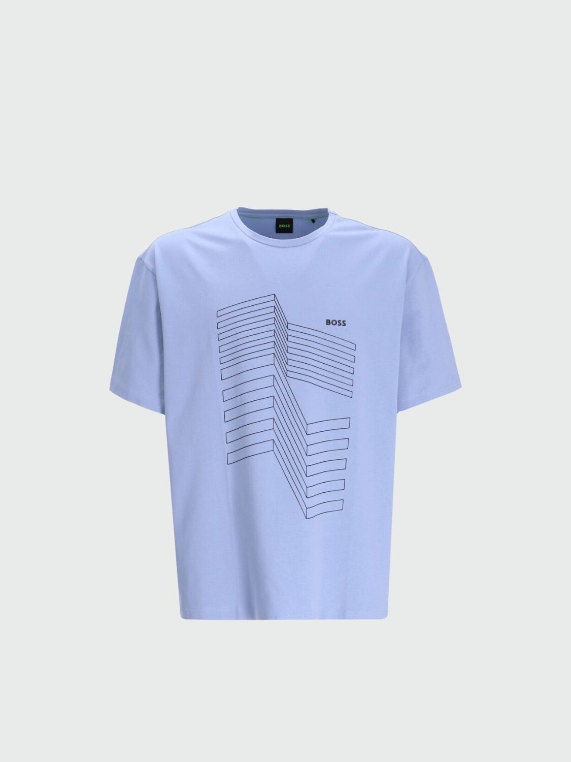 BOSS -Remera de algodón estampada, relaxed fit, TEE 6 Celeste