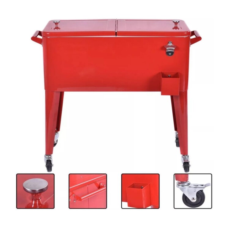 Conservadora Bar con Ruedas 76 L Rojo