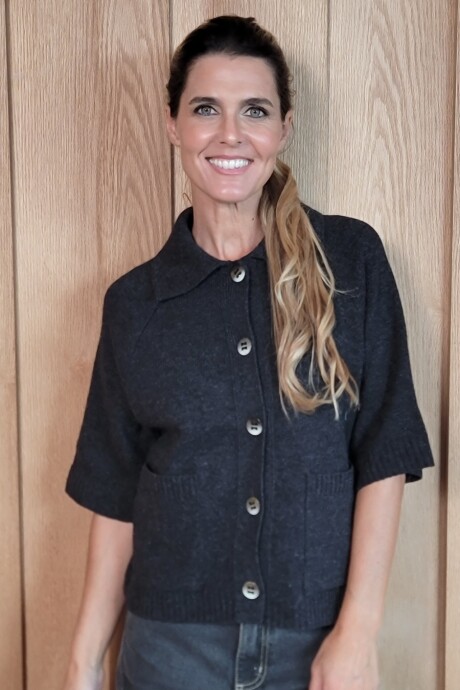 Cardigan Manchester Lambswool Charcoal