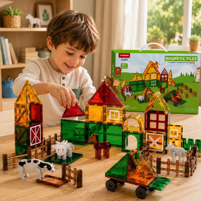 Granja Bloques Magneticos Juguete Infantil Iman 76pcs Stem Granja Bloques Magneticos Juguete Infantil Iman 76pcs Stem