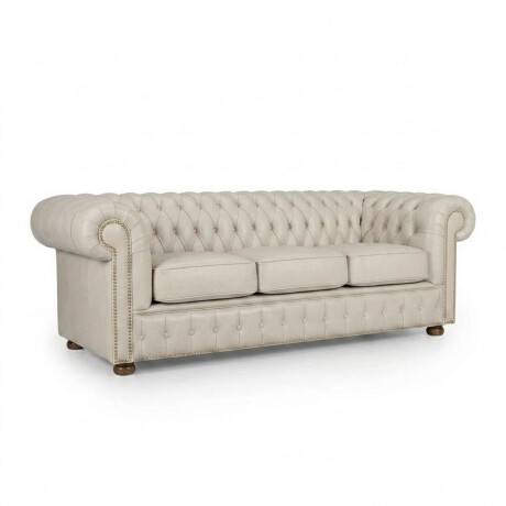 Sofá Chesterfield Novo - Cuero Básico - 3 cuerpos Off White - (Preventa)
