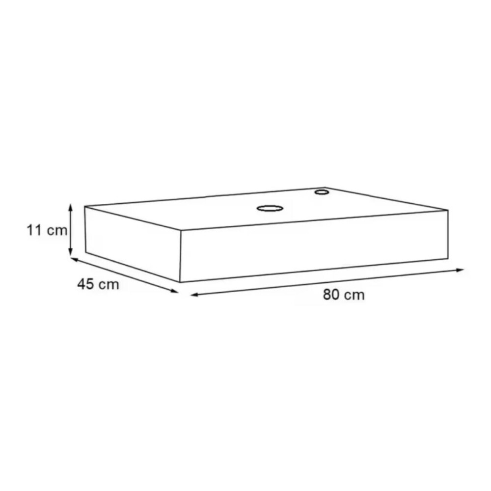 Mesada suspendida en porcelanato PERI 80 Negro Pulido con bacha de loza Mesada Suspendida En Porcelanato Peri 80 Negro Pulido Con Bacha De Loza