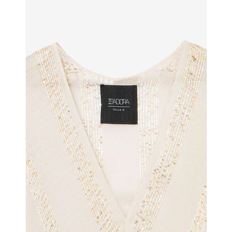 Kimono Con Lurex Blanco Crudo