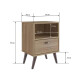 Mesa De Luz Nordica Retro Dormitorio 1 Estantes 1 Cajon Pro Marrón
