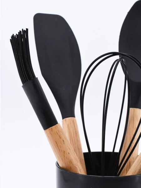 MENAJE SET CON PORTA UTENSILLOS NEGRO