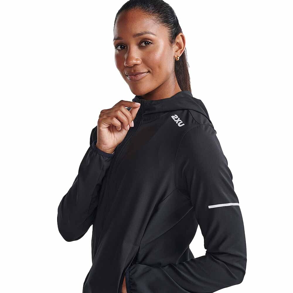 Casaca Running Aero Jacket Mujer Black/silver Reflective
