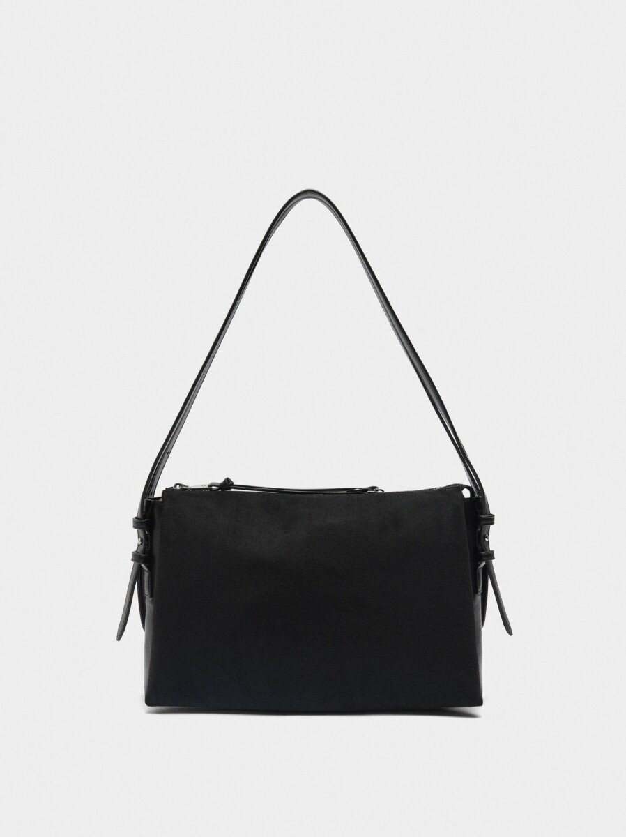 Bolso De Hombro Efecto Piel - negro 