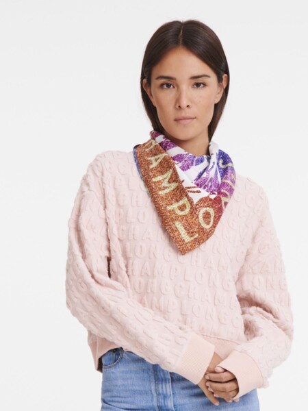 Longchamp -PAÑUELO DE SEDA 70 Negro