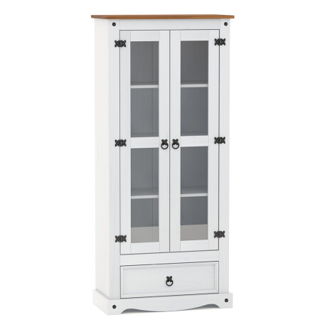 Biblioteca con Cristalero Línea Naturale Blanco/Roble