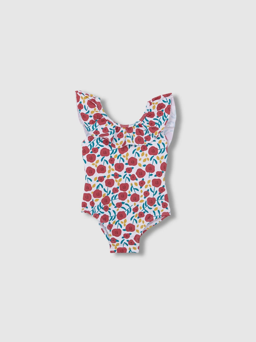 Traje De Baño Estampado Flores Coral