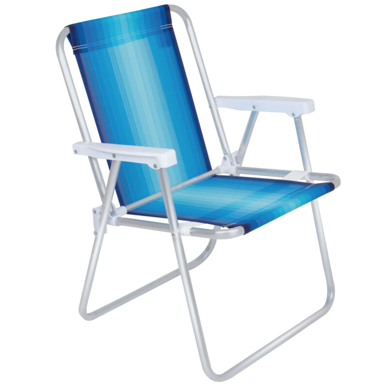 Silla Alta Aluminio Clásica A Rayas AZUL