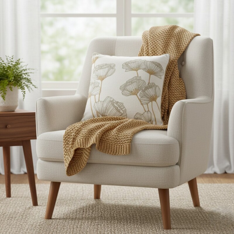 COJIN CUAD BLANCO C/DIS FLOR 45X45CM Unica