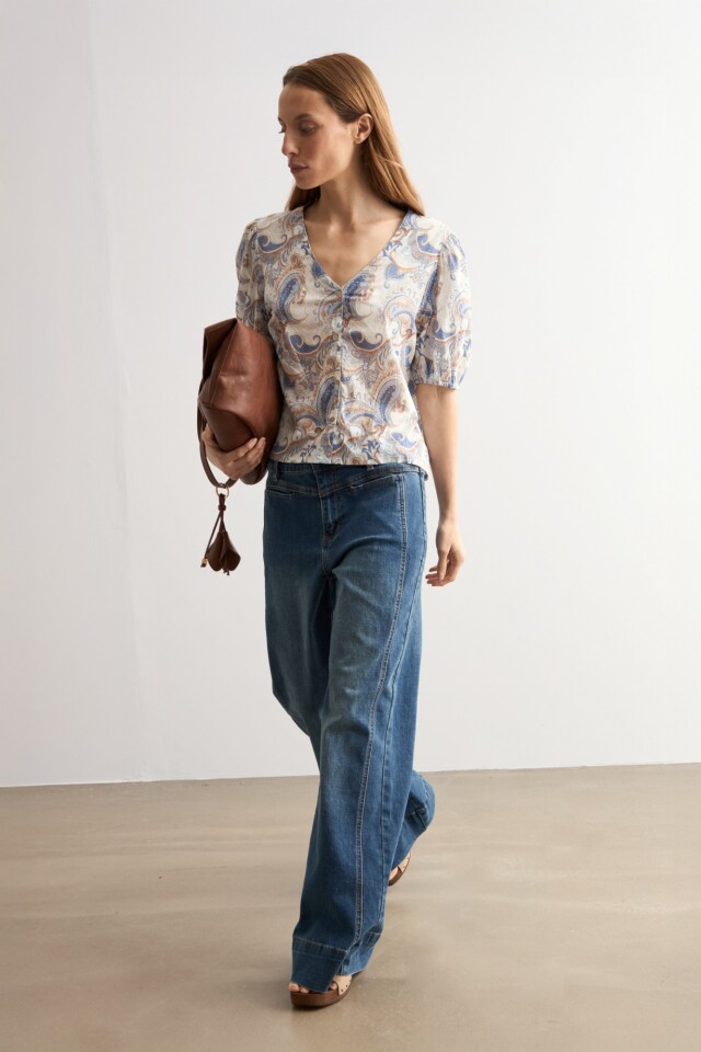 Camisa estampa paisley azul marino