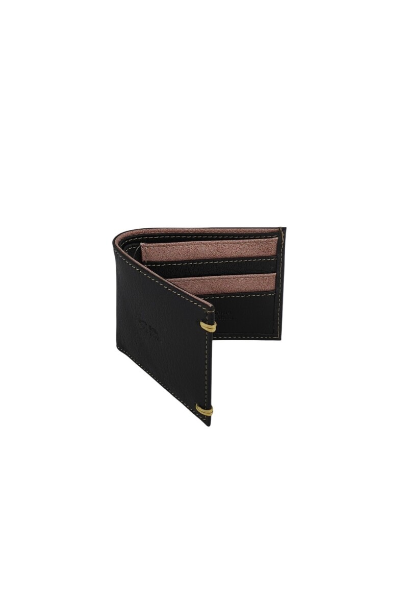 Billetera con detalle de costura a mano Negro