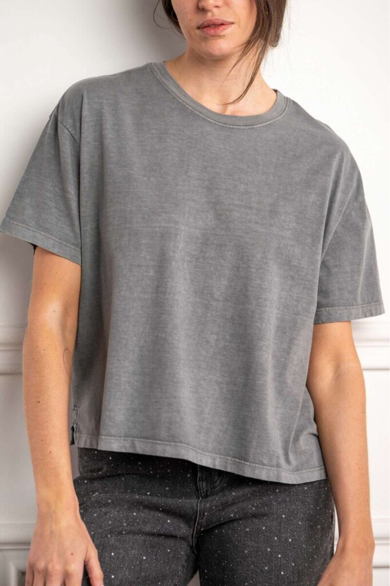 Remera Algodon Lavado - Gris Oscuro 