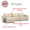 SOFA 100% CUERO - MODELO DOMINI - 3 CUERPOS + CHAISE - PERLA MATE SOFA 100% CUERO - MODELO DOMINI - 3 CUERPOS + CHAISE - PERLA MATE