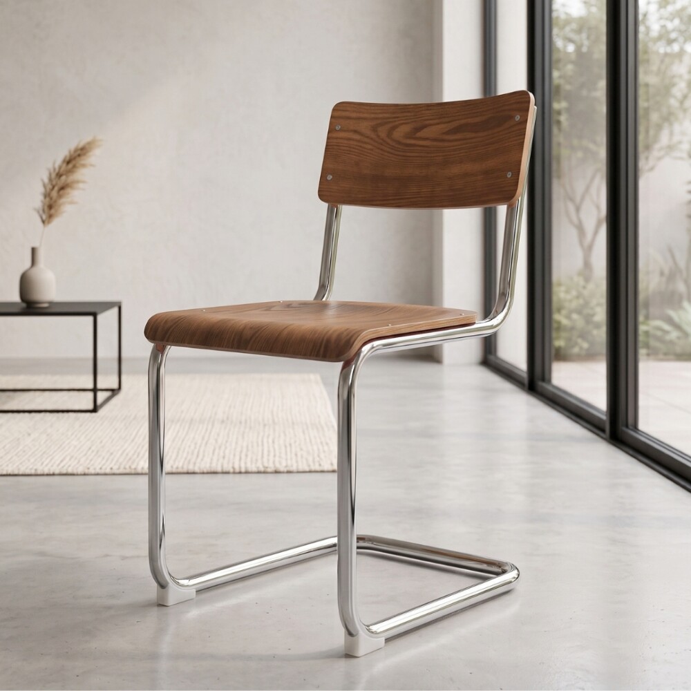 Silla de Comedor Metal Cromado - Impala Nogal