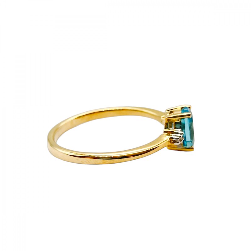Anillo Halo-Oro Bajo-Piedra Agua marina y Zirconia-AN8159 conpiedra