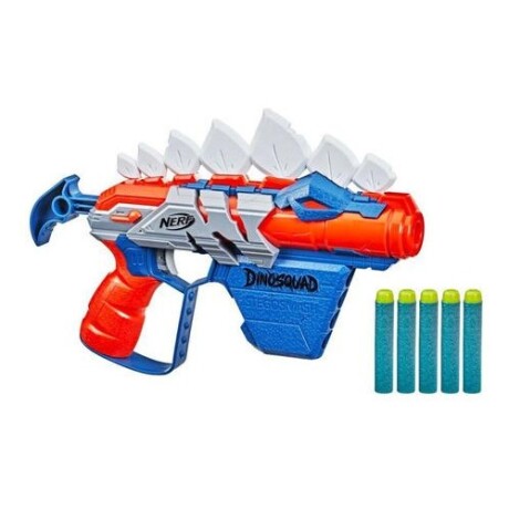 Lanzador de dardos de Juguete Nerf DinoSquad Stego-Smash con 5 dardos Azul