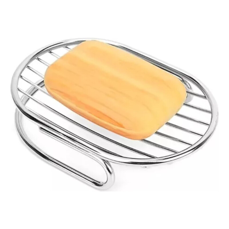 Jabonera Metal Baño Porta Jabon Apoyo Cromado Gris Oscuro