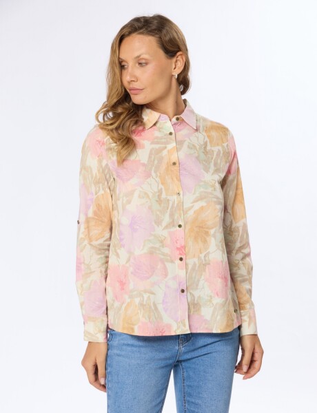 CAMISA DE LINO ESTAPADA Rosa