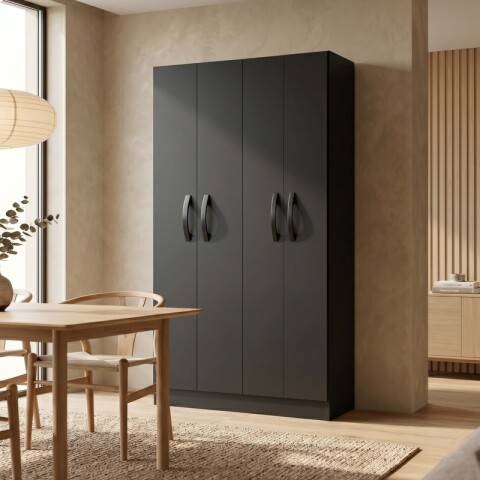 Mueble Multiusos Organizador Ropero de 10 Estantes con 4 Puertas - 170x 89 x 31,5 cm - Negro Mueble Multiusos Organizador Ropero de 10 Estantes con 4 Puertas - 170x 89 x 31,5 cm - Negro