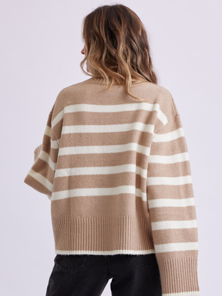 Buzo de punto cuello alto Beige Y Crudo