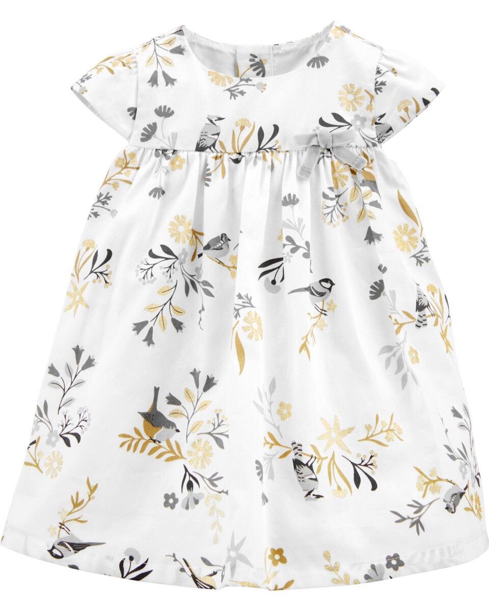 Vestido de satén falda amplia con aplique de moña 