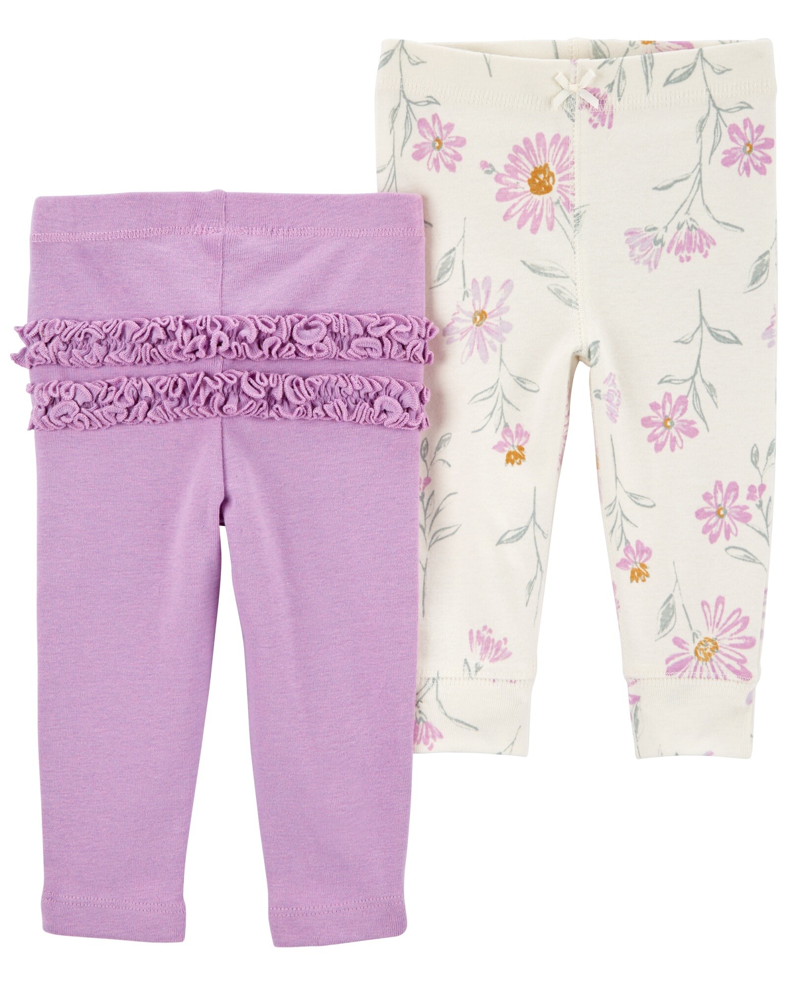 Pack dos pantalones de algodón, diseño floral Sin color